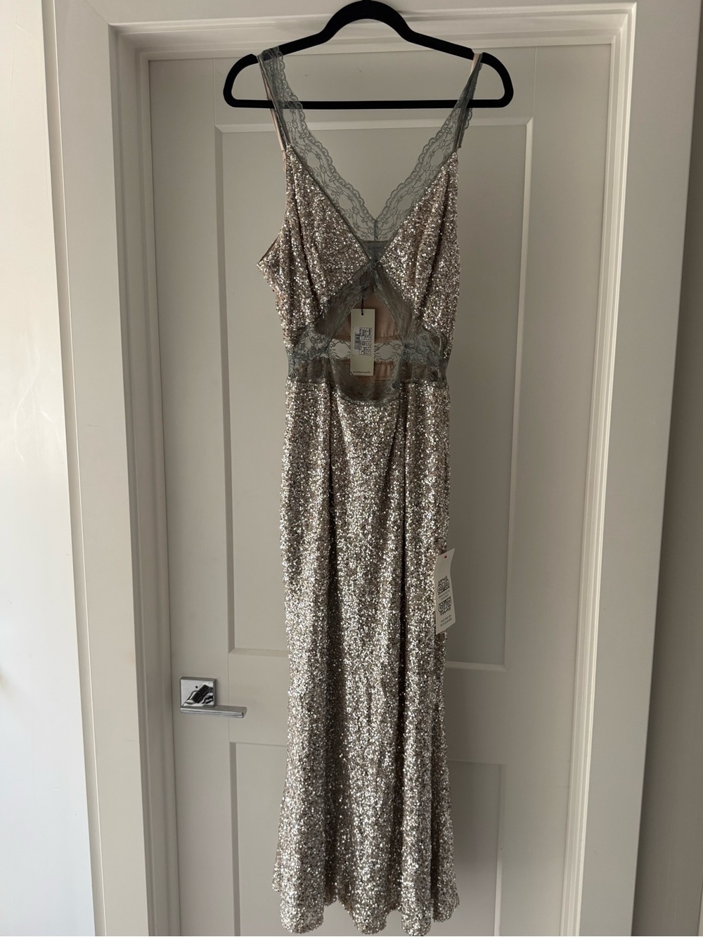 Never Fully Dressed Silver Sequin Mimi Dress NWT